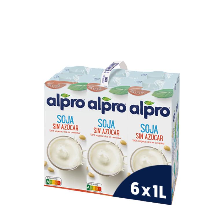 Packung mit 6 Einheiten Alpro zuckerfreies Sojagetränk 1 Liter
