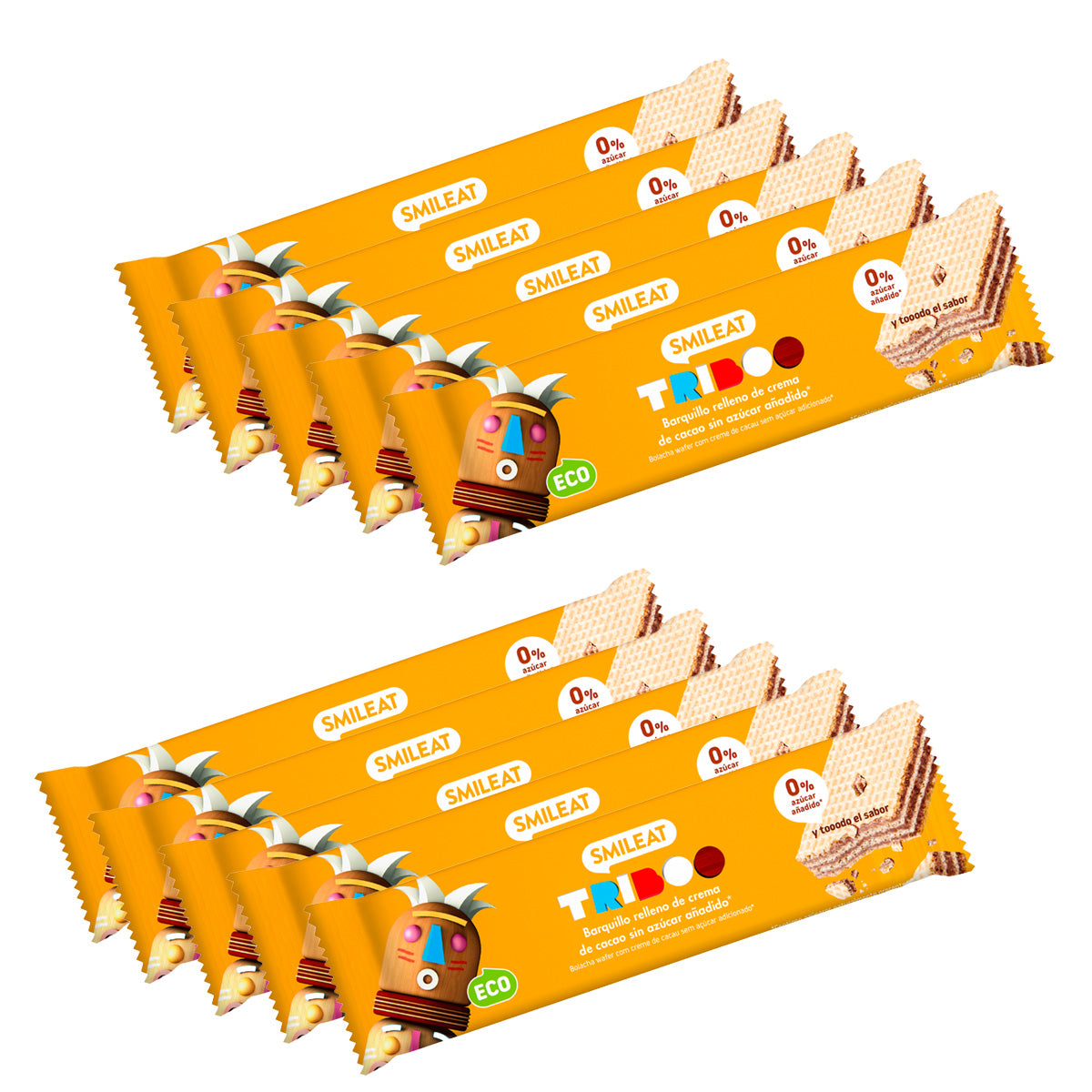 Pack of 10 ECO filled wafer sticks, Smileat, 30g