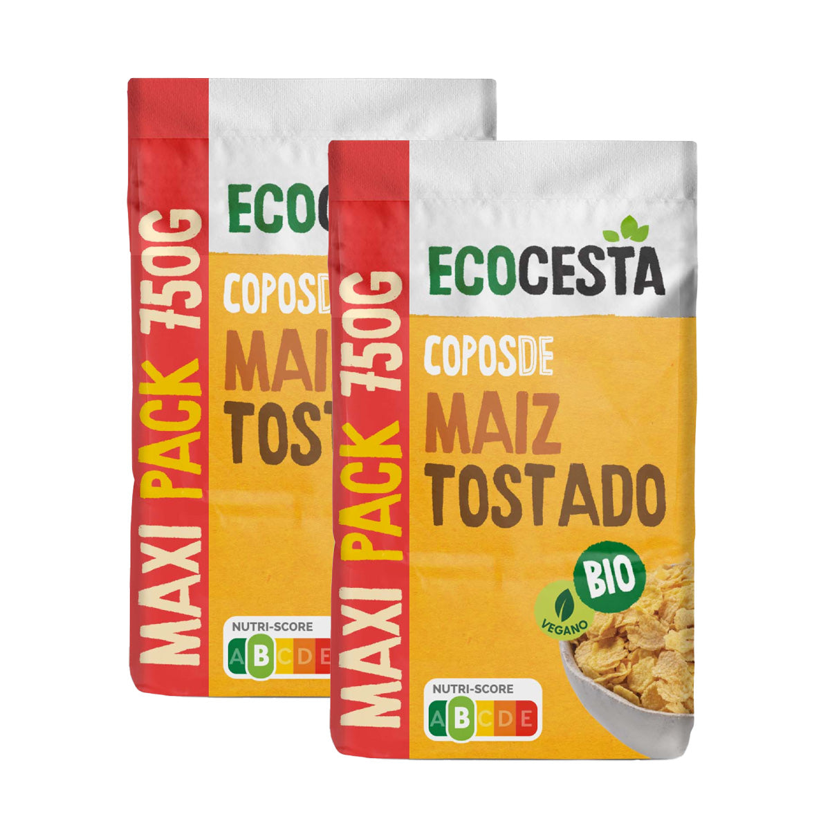 Opakowanie 2x Maxi Pack Płatki kukurydziane prażone Bio Ecocesta 750 g