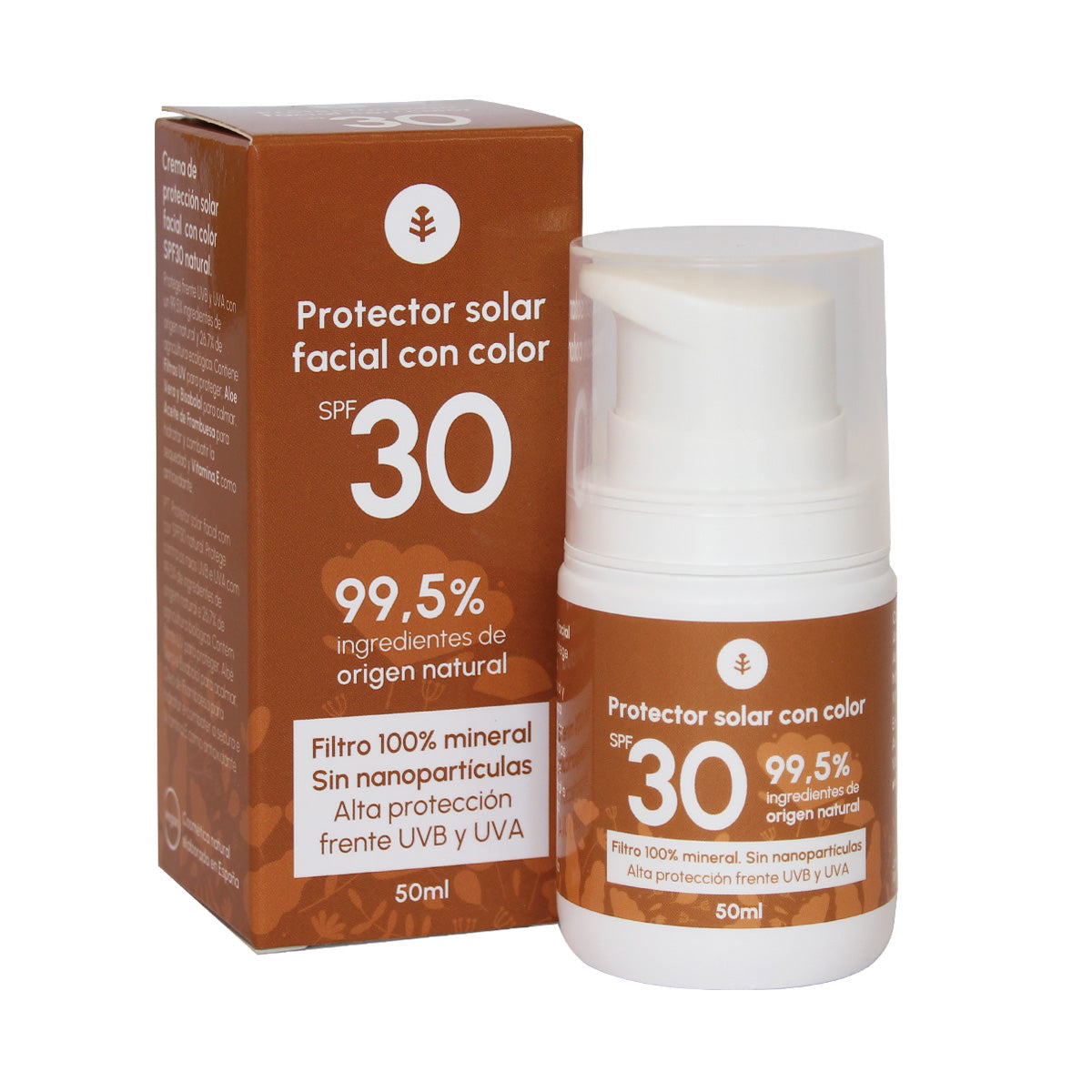 Crème solaire teintée pour le visage 100 % minérale SPF30 Planeta Huerto 50 ml