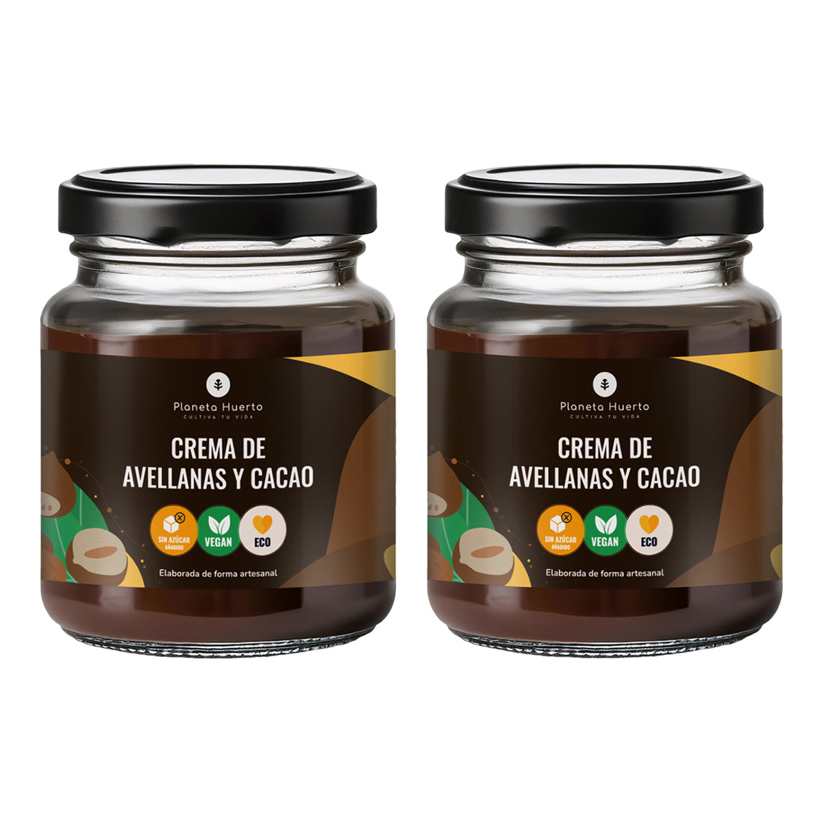 Lot de 2 pots de crème de noisettes et cacao sans sucres ajoutés ECO Planeta Huerto 230 g