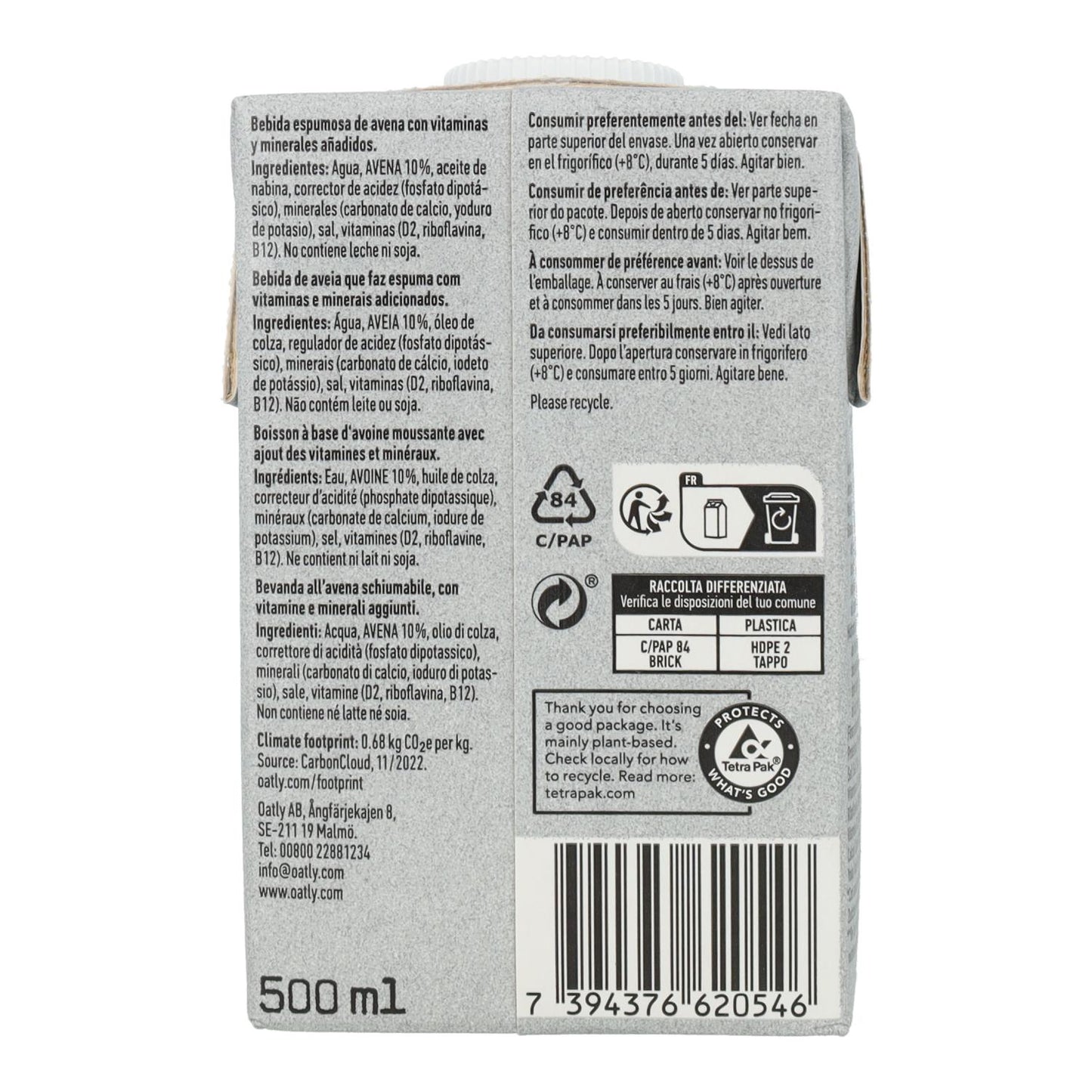 Boisson à l'avoine Barista Oatly 500 ml