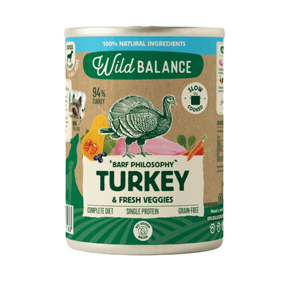 Komplettes BARF-Menü mit Truthahn für Hunde, Wild Balance, 400 g