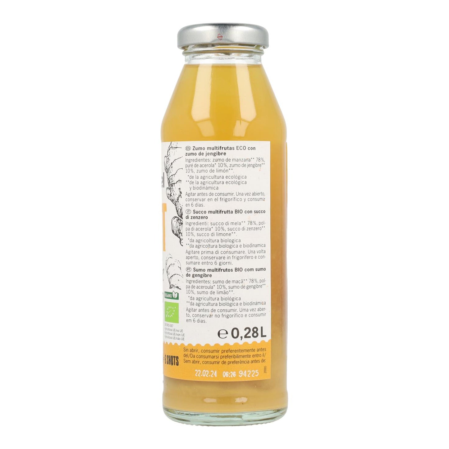 Ginger SHOT (apple, acerola, lemon) New from Voelkel 280 ml