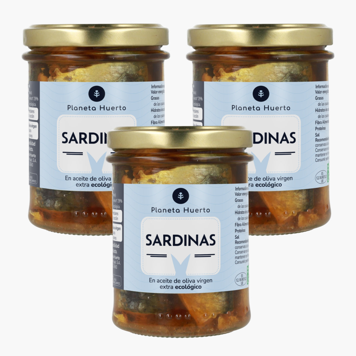Confezione 3x Sardine in olio d'oliva ECO Planeta Huerto 190 g