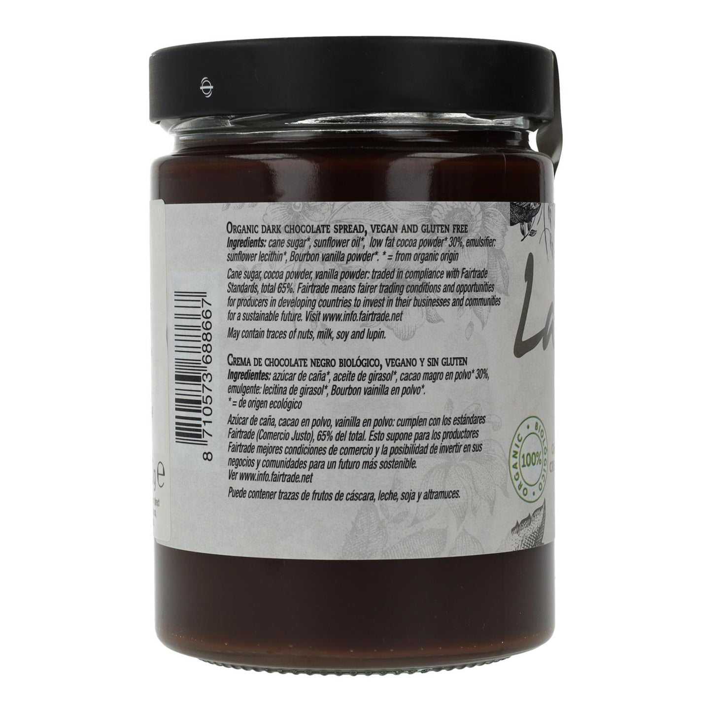 Vegane, glutenfreie Zartbitterschokoladencreme, La Vida Vegan, 600 g