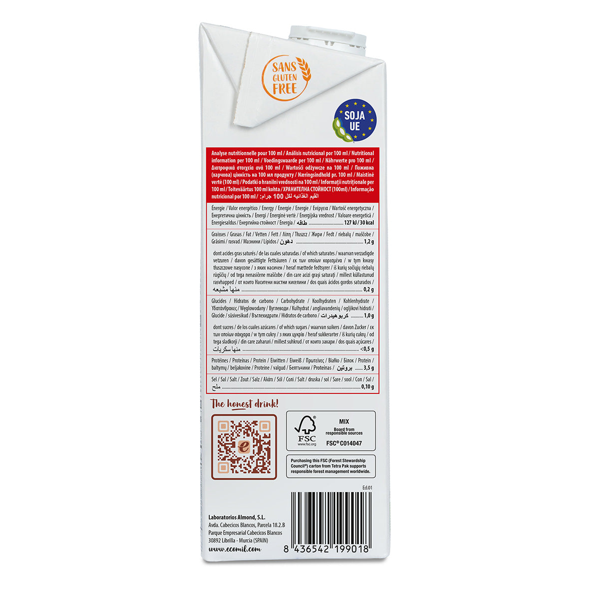 Zuckerfreies Sojagetränk Ecomil Bio 1 l