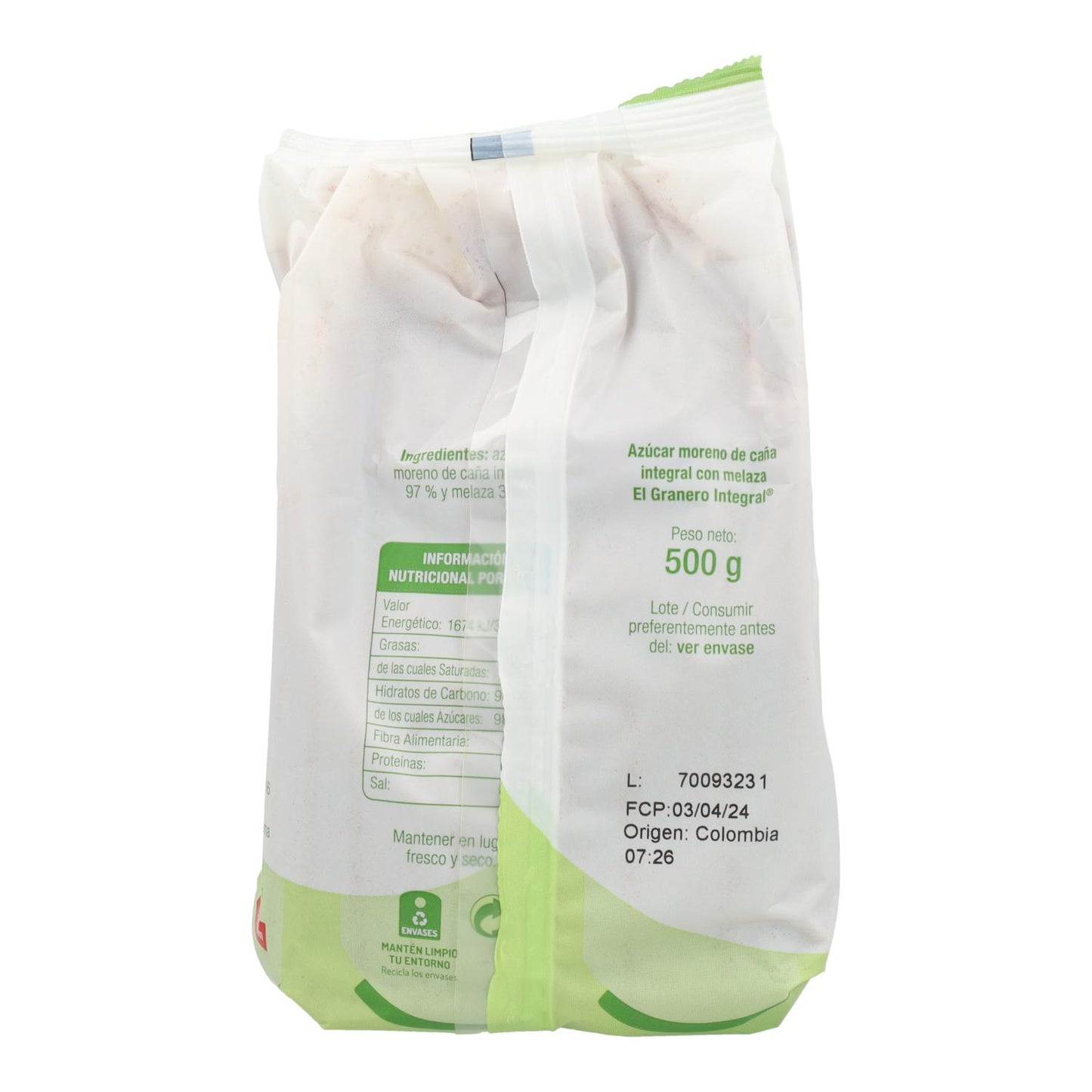 Sucre brun complet de canne avec mélasse El Granero 500 g