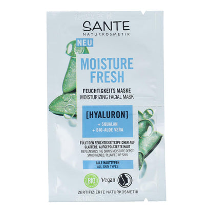 Masque hydratant frais à l'acide hyaluronique et à l'aloès, Sante 2 x 4 ml