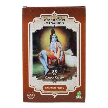 Hennfärg i pulverform, mellanbrun, Radhe Shyam 100 g