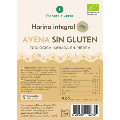 Glutenfreie Vollkorn-Haferflocken Eco Planeta Huerto 5 Kg