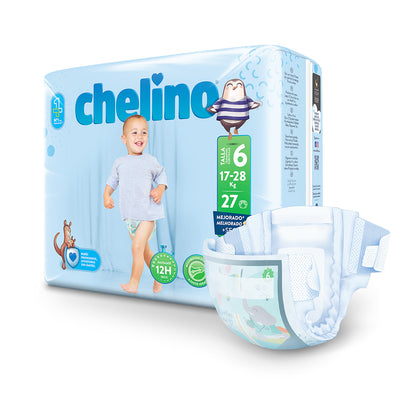 Confezione da 6 pannolini T6 Junior (17-28 kg) 27 pezzi, Chelino