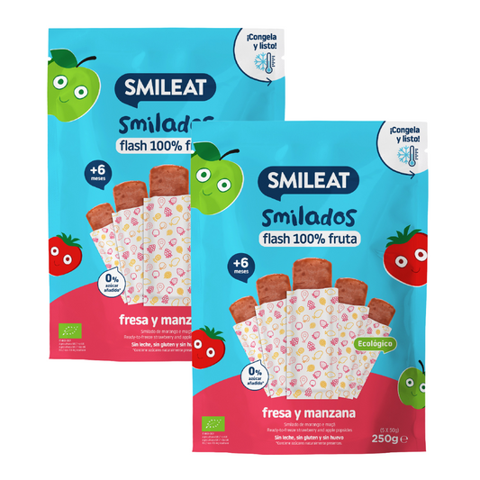 Zestaw 2x Smilado truskawkowe i jabłkowe ECO lody dla dzieci 100% owoców SMILEAT 250 g/szt.