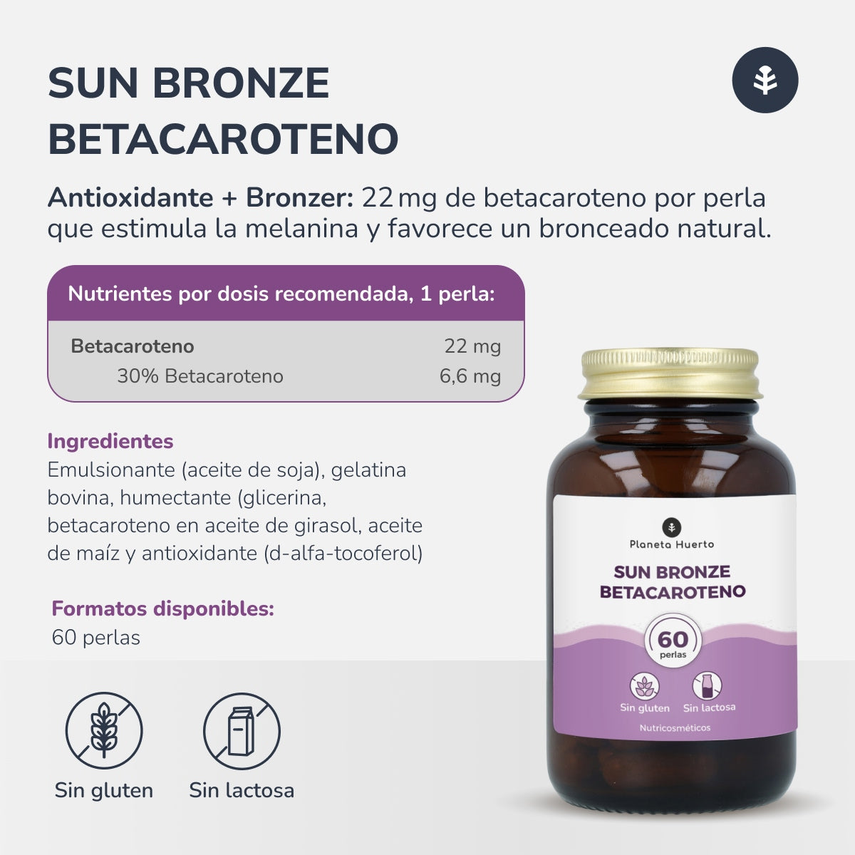 Sun bronze beta-carotene Planet Orchard 60 pearls