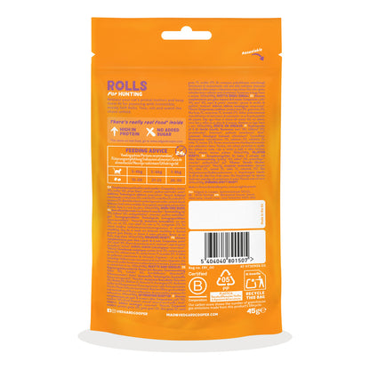 Natürliche Leckerlis für Katzen, Hühner- und Putenröllchen, 45 g