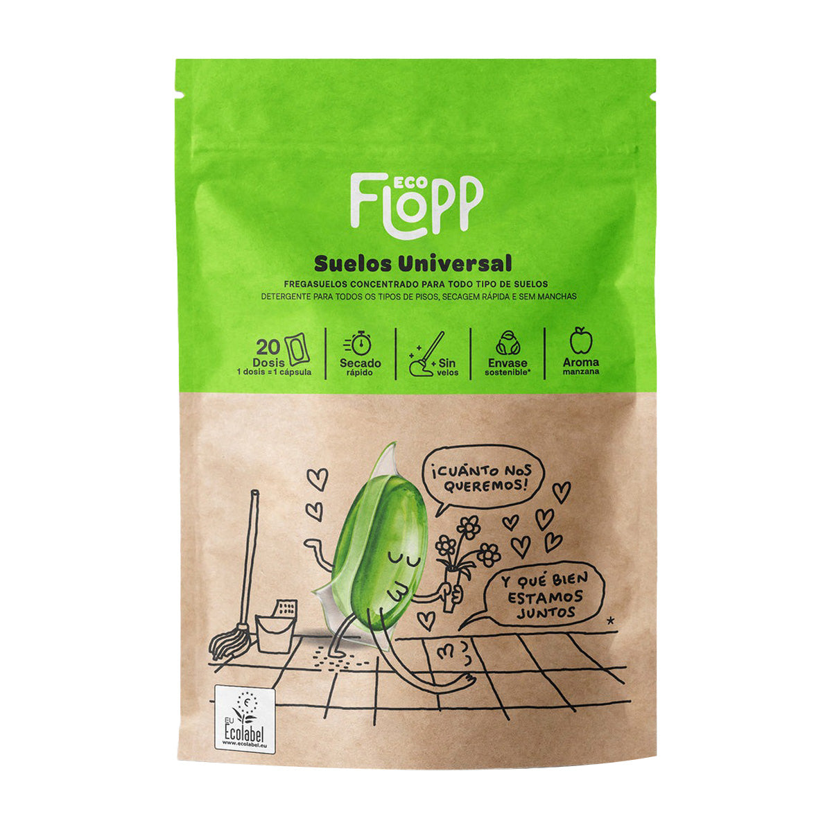 Limpia Suelos Universal BIO Eco Pack Flopp, 20 cápsulas