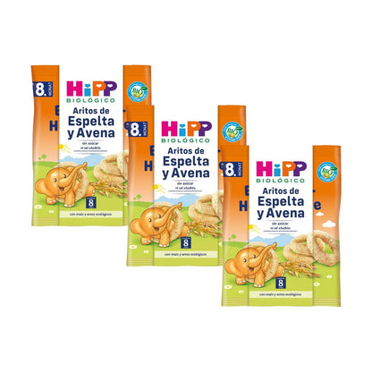 3-pack barnsnacks med ekologisk havre och spelt +8 månader HiPP 30 g