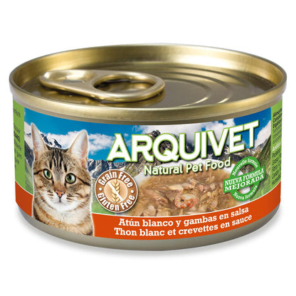Thon blanc et crevettes en sauce Arquivet 80 g Nourriture humide pour chats