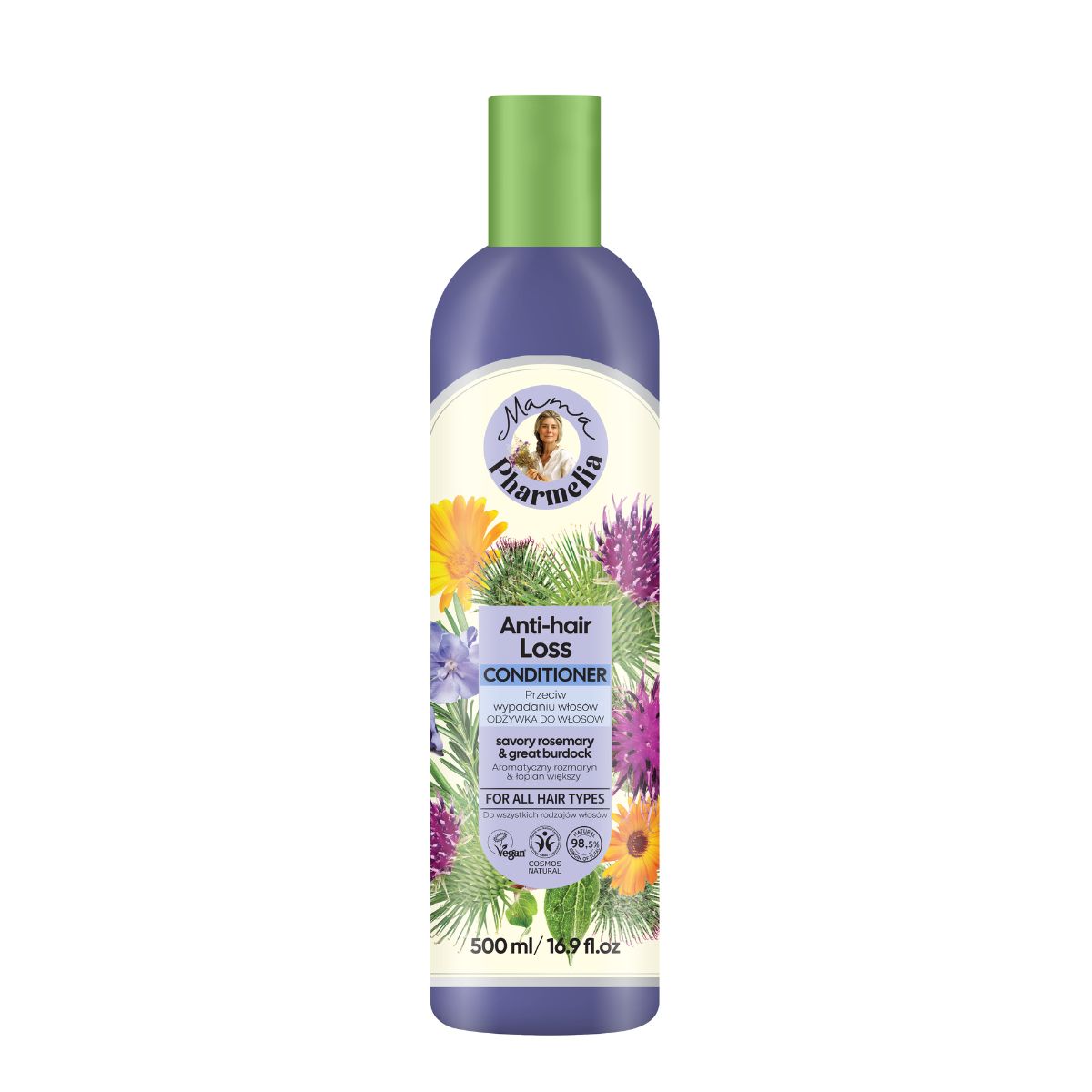Haarspülung gegen Haarausfall mit aromatischem Rosmarin und nährstoffreicher Klette, Mama Pharmelia, 500 ml