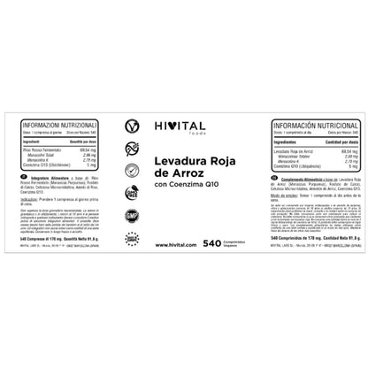 Red Yeast Rice with Coenzyme Q10 Hivital 540 vegan capsules