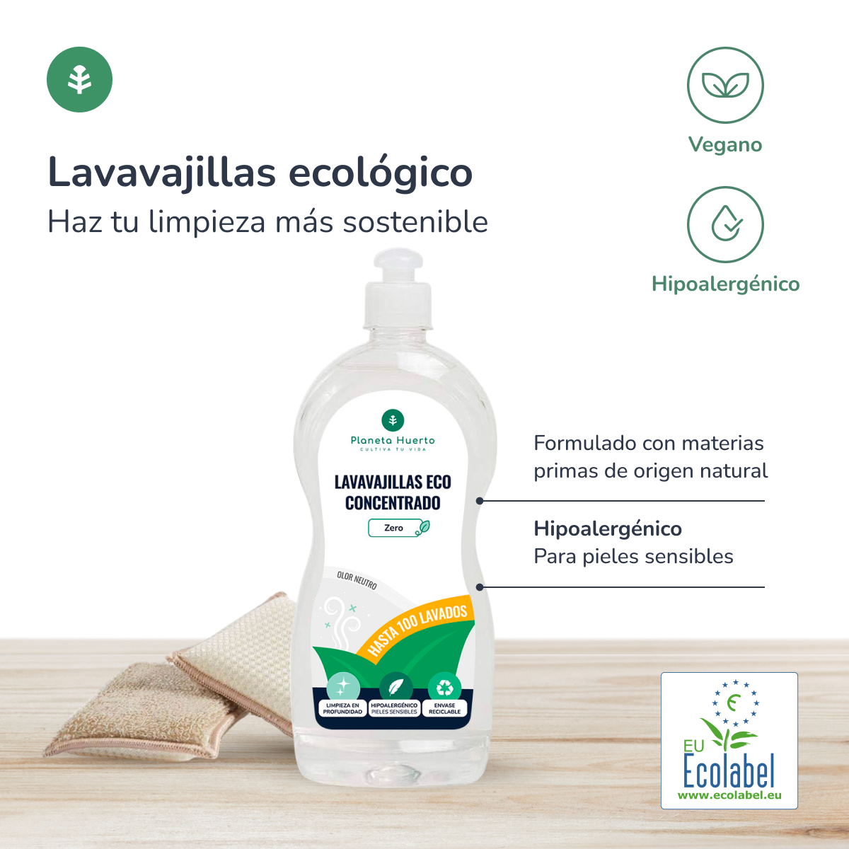 Pack 6xSpülmaschinenfest hypoallergen unparfümiert ECO Planet Garden 750 ml