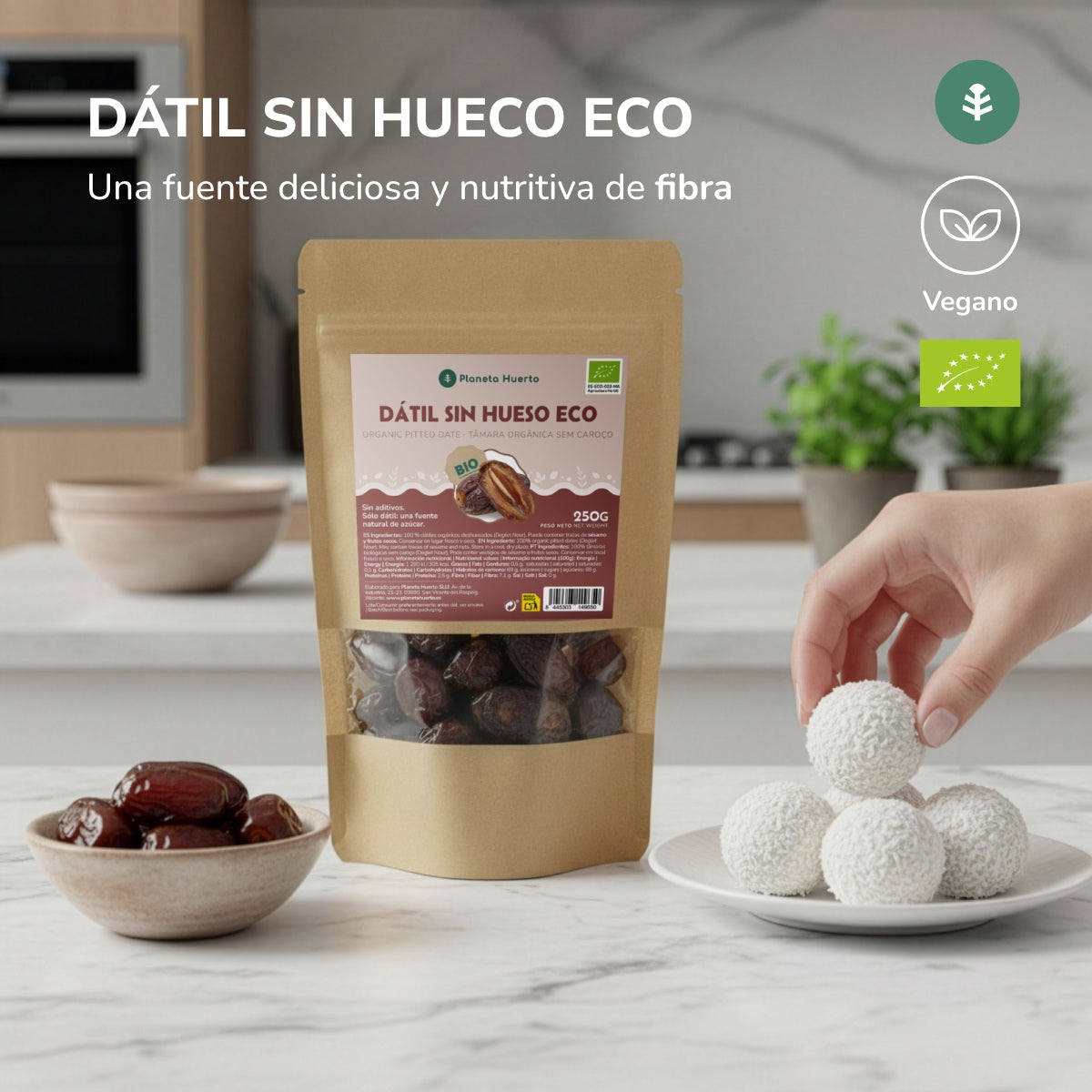 Pitted dates ECO Planeta Huerto 250 g