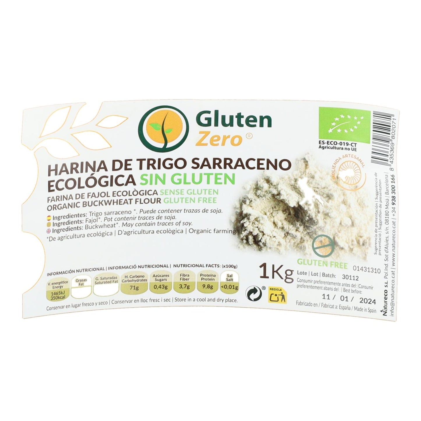 Farine de sarrasin sans gluten 1 kg Gz Gluten Zero
