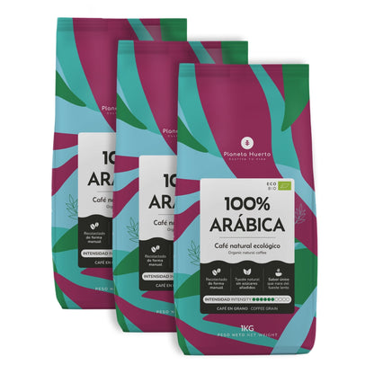 Pack 3x Eco 100% Arabica Kaffeebohnen Planeta Huerto 1 Kg