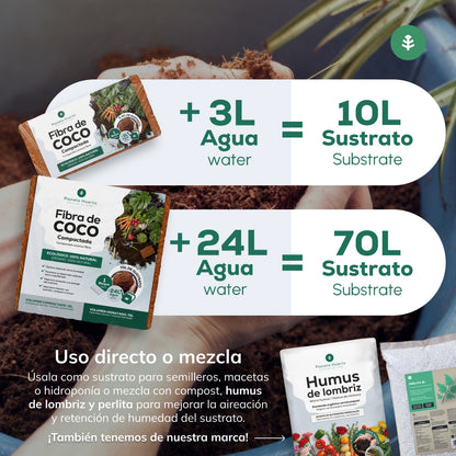 Pack 3x Sustrato Fibra de Coco Planeta Huerto 70 Litros