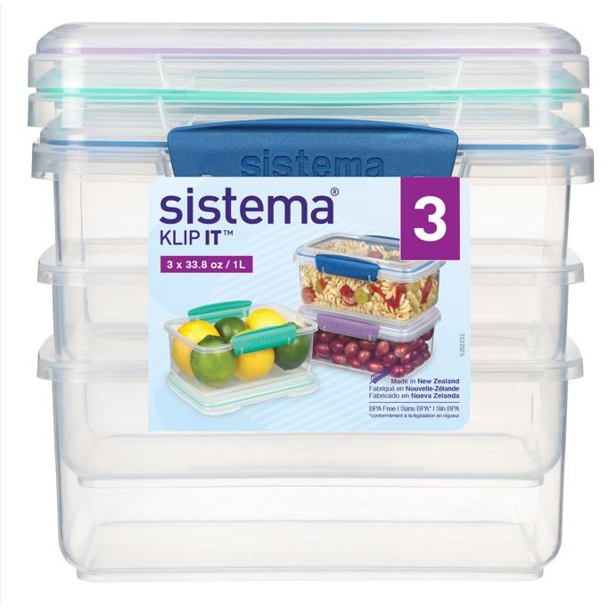 Packung luftdichte Behälter Sistema Klip It 3x1 l