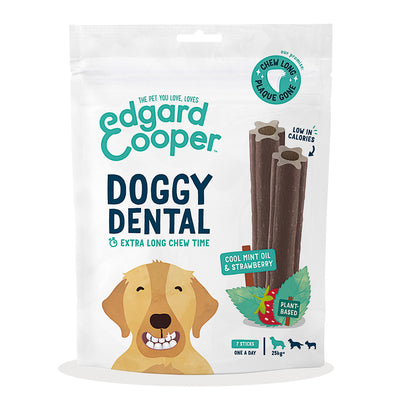Doggy Dental pour grands chiens menthe et fraise Edgard Cooper 7 sticks