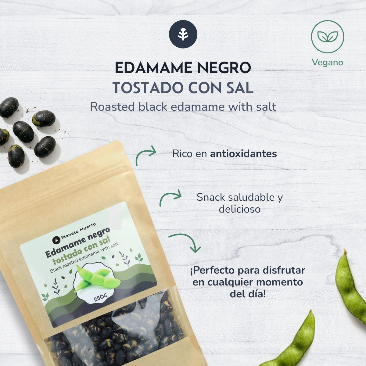 Edamame negro tostado con sal Planeta Huerto 250 g