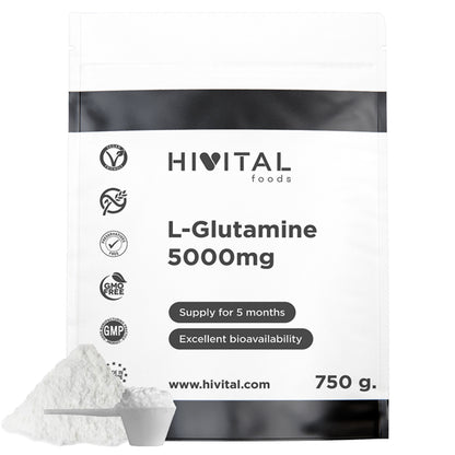 L-Glutamin 5000 mg Hivital 750 Gramm veganes Pulver