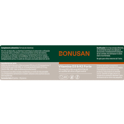 Vitamin D3 & K2 Forte Bonusan, 60 softgels