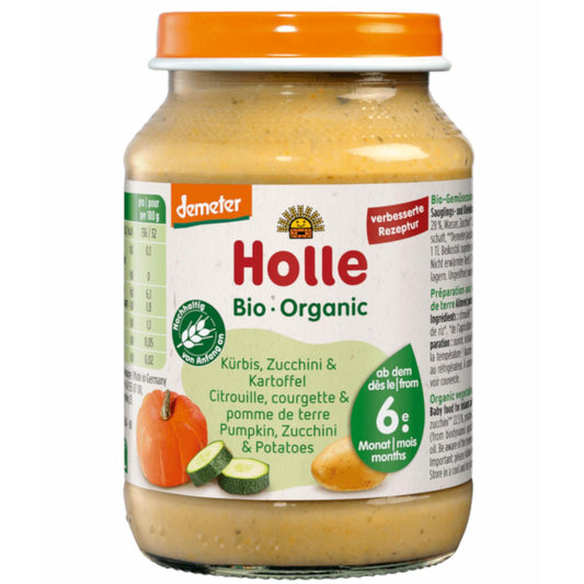 Holle ECO jar of courgette, pumpkin and potato +6M 190 g