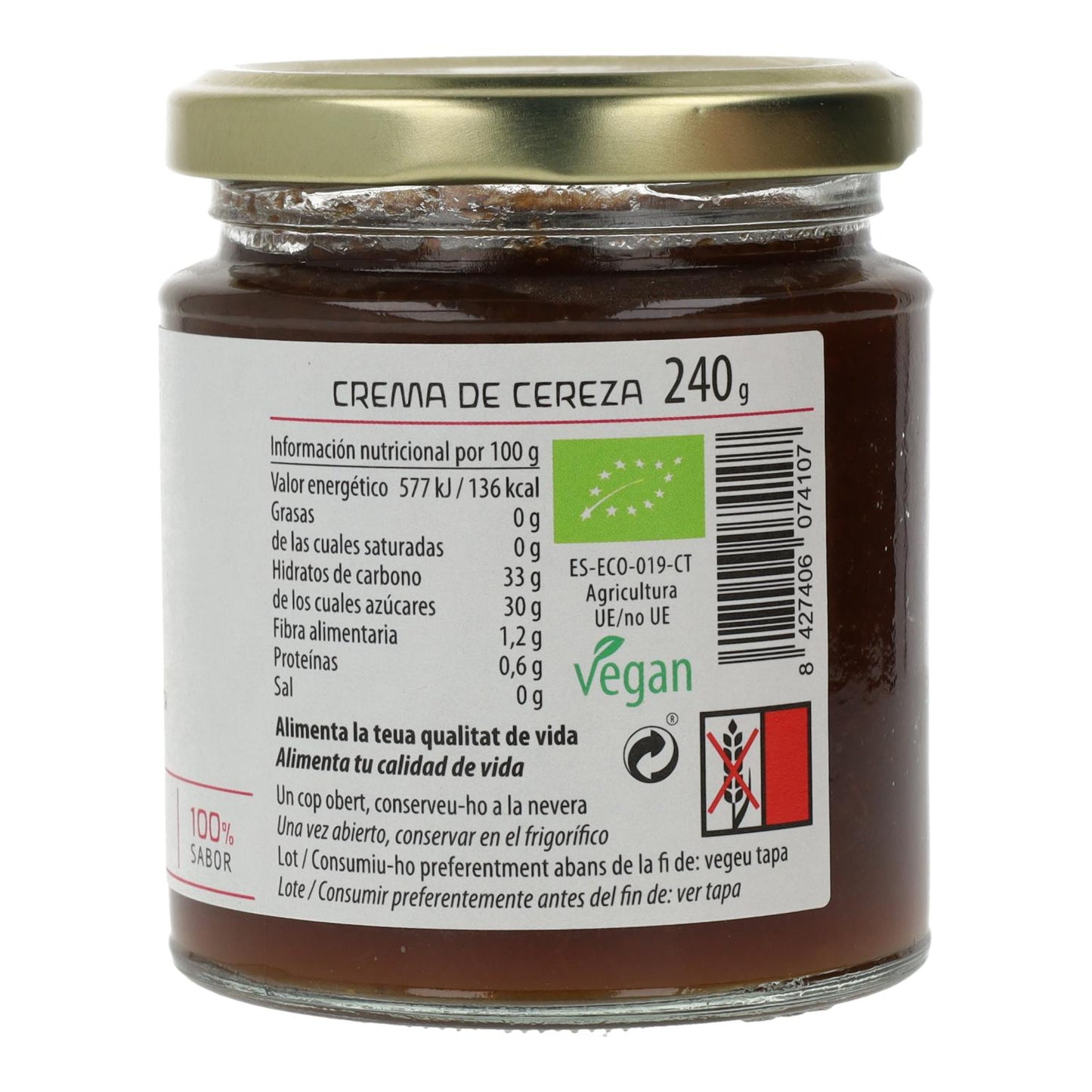 Marmellata di ciliegie ECO Cal Valls, 240 g
