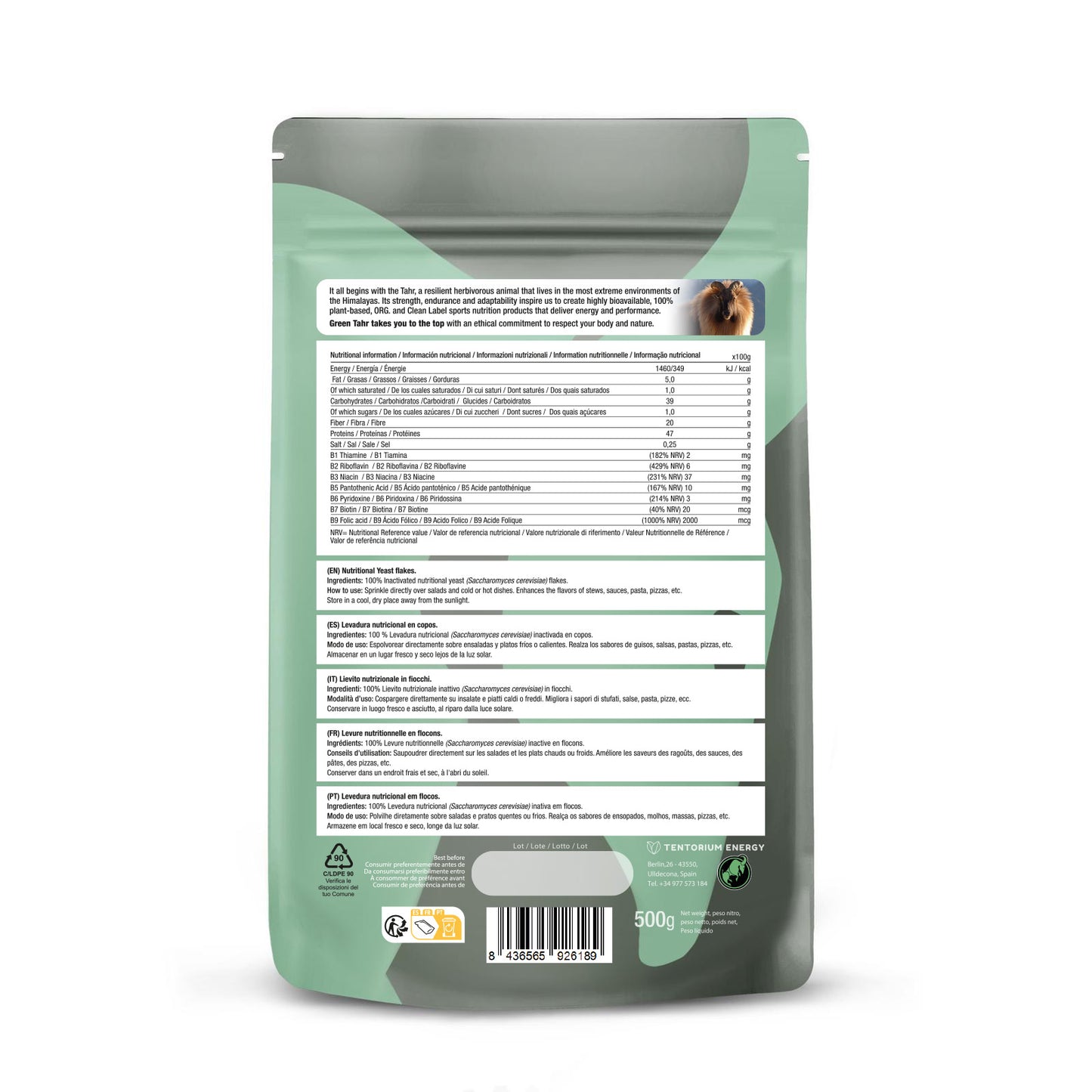 Levadura nutricional copos: (500g) XXL Pack