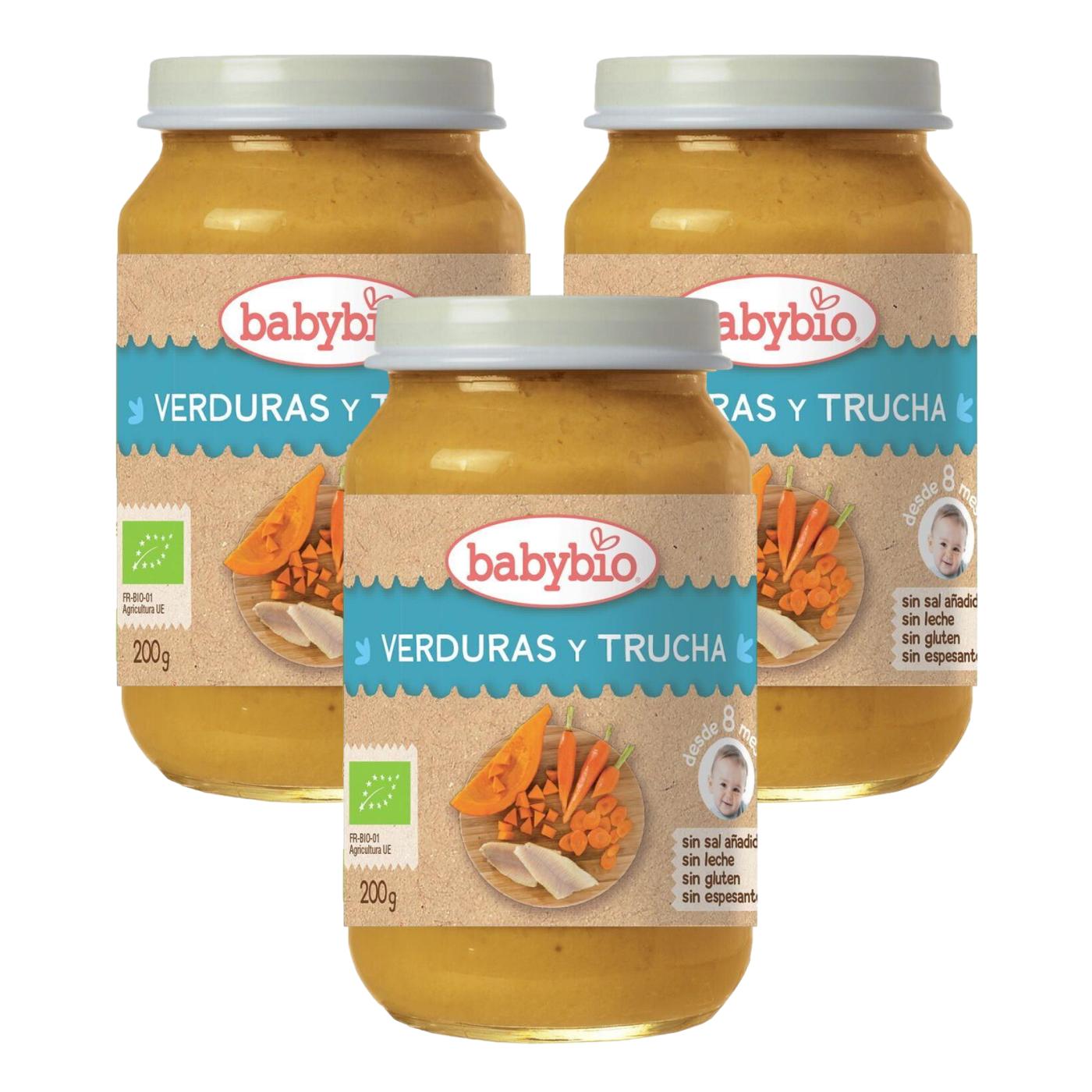 Pack of 3 jars Menu Tradicion Trout, 200 g. Babybio