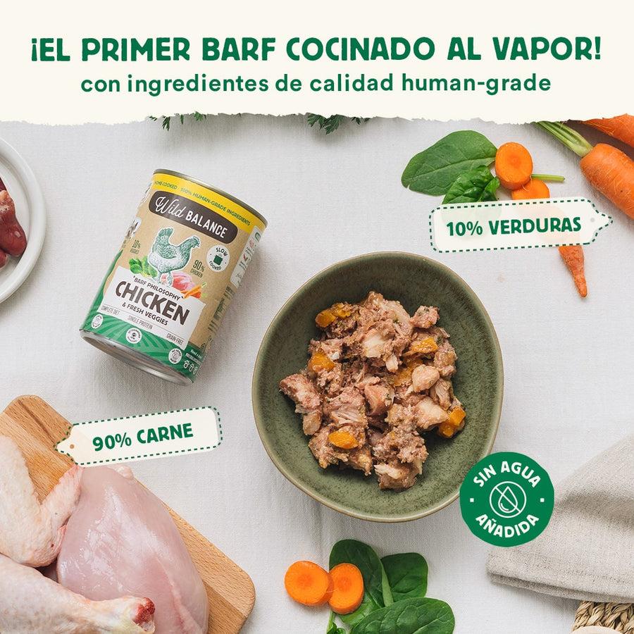 Confezione di pollo barf per cani 6 x 400 g Wild Balance