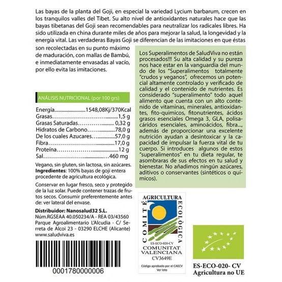 Baies de goji entières BIO 250 g, Salud Viva