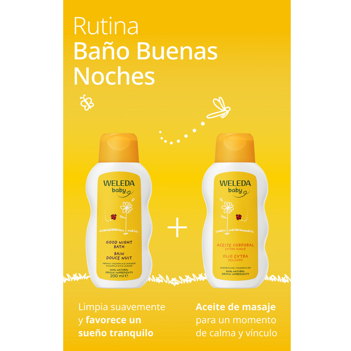 Calendula-lichaamsolie voor baby's Weleda, 200 ml