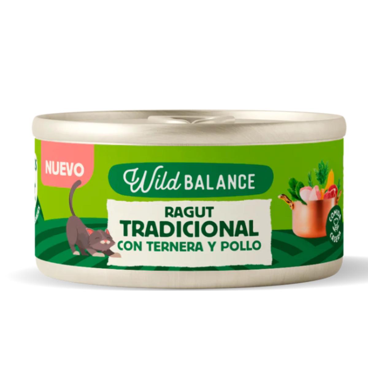 Boîte complète de ragoût traditionnel de bœuf et poulet pour chats Wild Balance 80 g