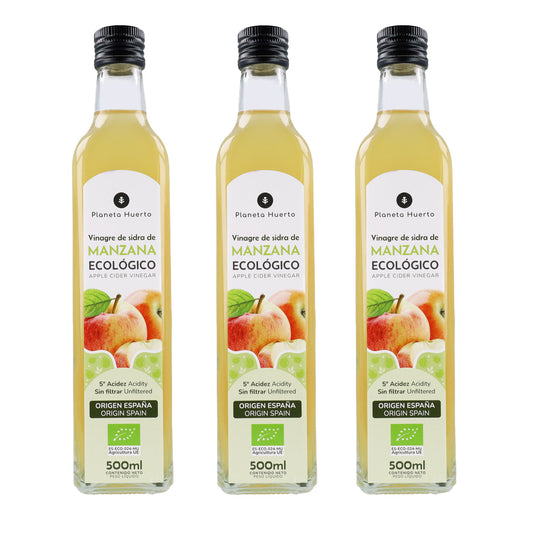 3er-Packung ungefilterter Apfelessig ECO Planeta Huerto 500 ml