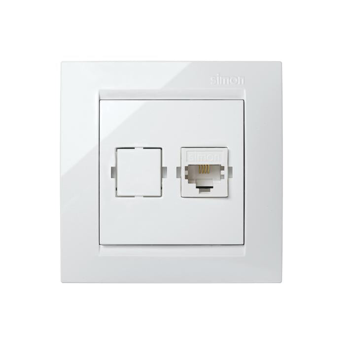 Simon 15 gniazdo telefoniczne białe