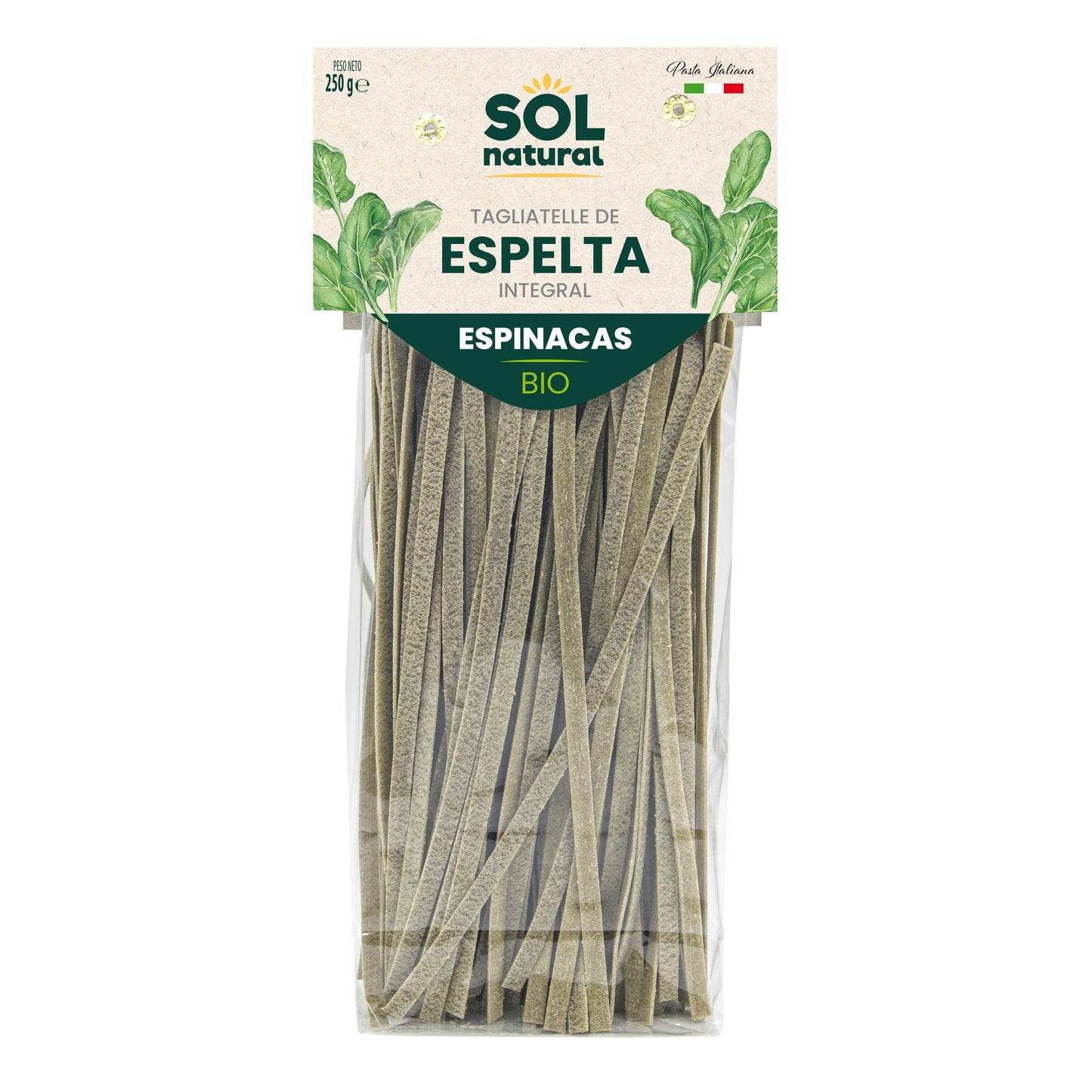 Bio-Vollkorn-Dinkel-Tagliatelle mit Spinat Sol Natural 250 g