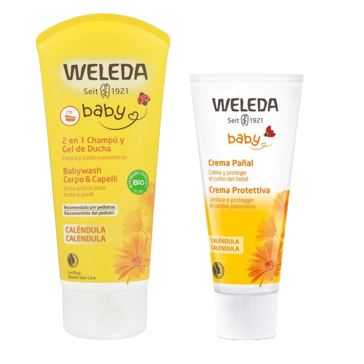 Pakket Shampoo Douchegel 200 ml + Luiercrème Weleda 75 ml