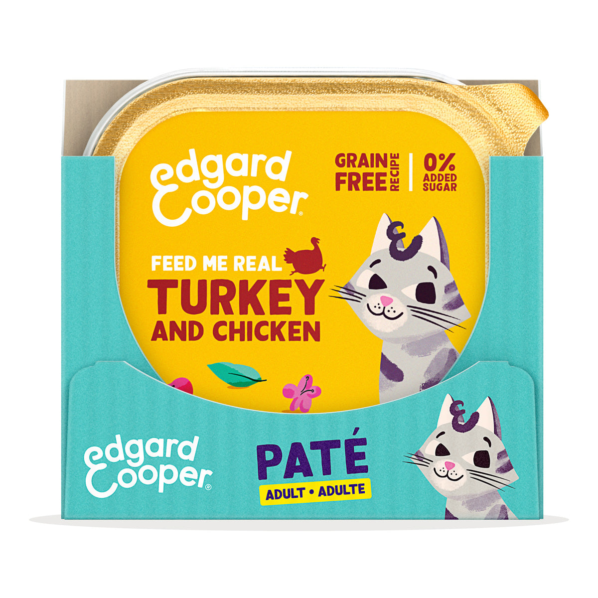 Nassfutter für Katzen, Pastete, Edgard & Cooper, Truthahn und Huhn, 85 g