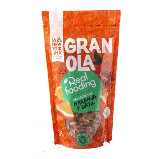 Granola z dodatkiem skórki pomarańczowej i daktyli opakowanie Realfooding 275 g