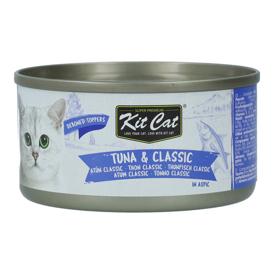 Kit Cat Lata Toppers - Tonno & Katsobushi 80 g Cibo umido per gatti in gelatina