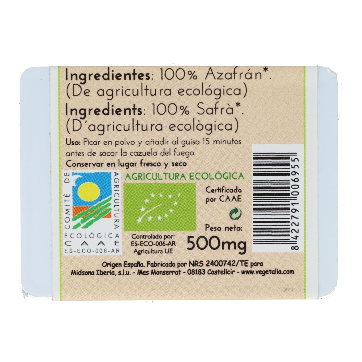 Safran biologique Vegetalia 0,5 g